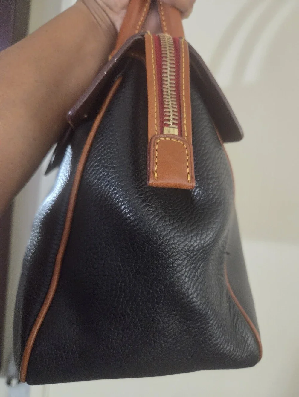 Vintage 1996 Dooney & Bourke Black Brown Leather Satchel